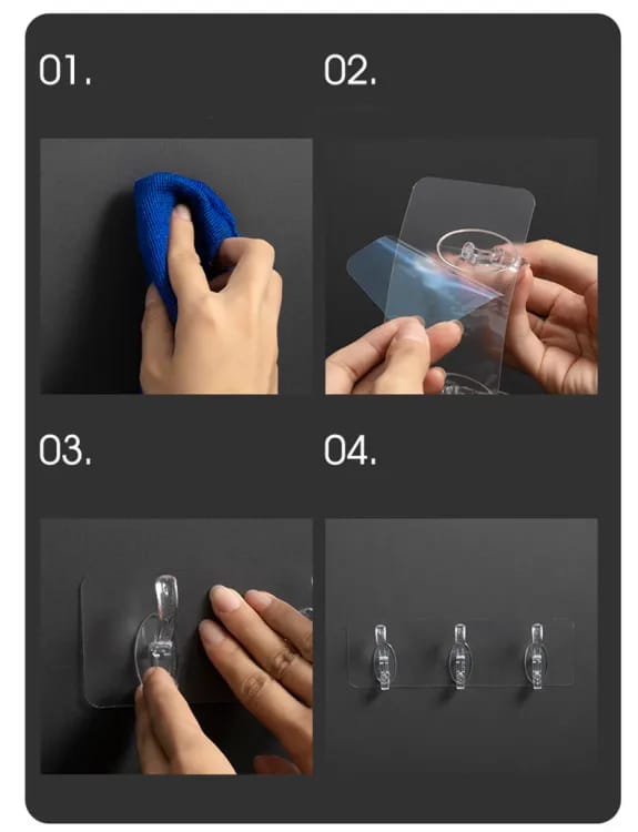 6 Row Transparent Wall Hooks (BUY ONE GET ONE FREE)