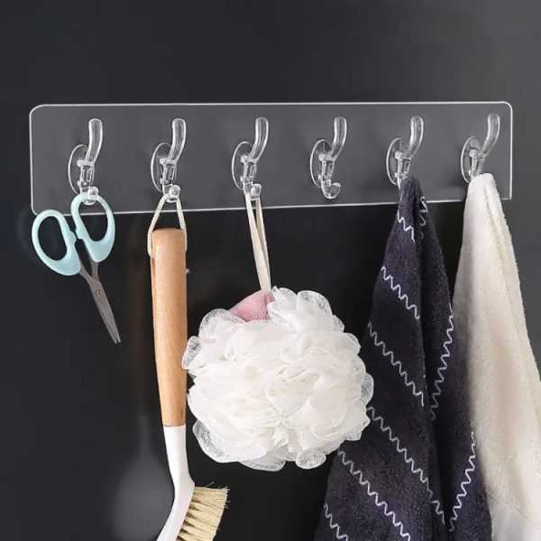 6 Row Transparent Wall Hooks (BUY ONE GET ONE FREE)