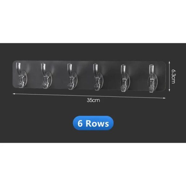 6 Row Transparent Wall Hooks (BUY ONE GET ONE FREE)