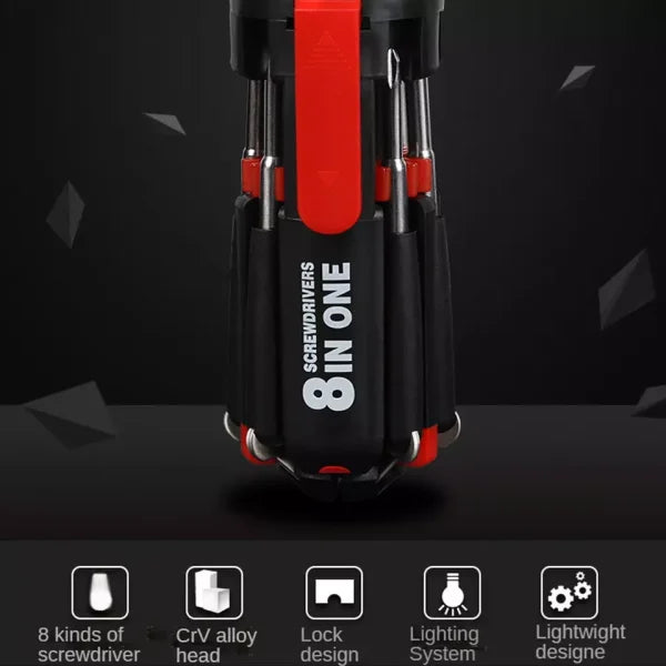 LED 8 in 1 Professional Mini Screwdriver